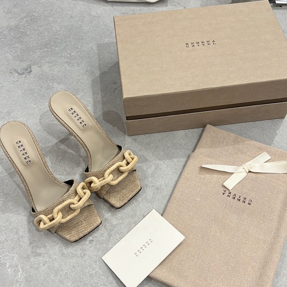 SERENA UZIYEL CATENA 90 MM JUTE SANDAL NIB SZ 37